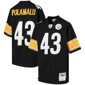 youth mitchell and ness troy polamalu black pittsburgh stee